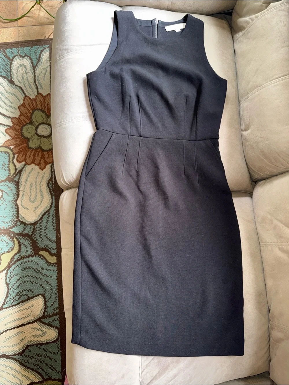 LOFT Black Sleeveless Midi Sheath Dress